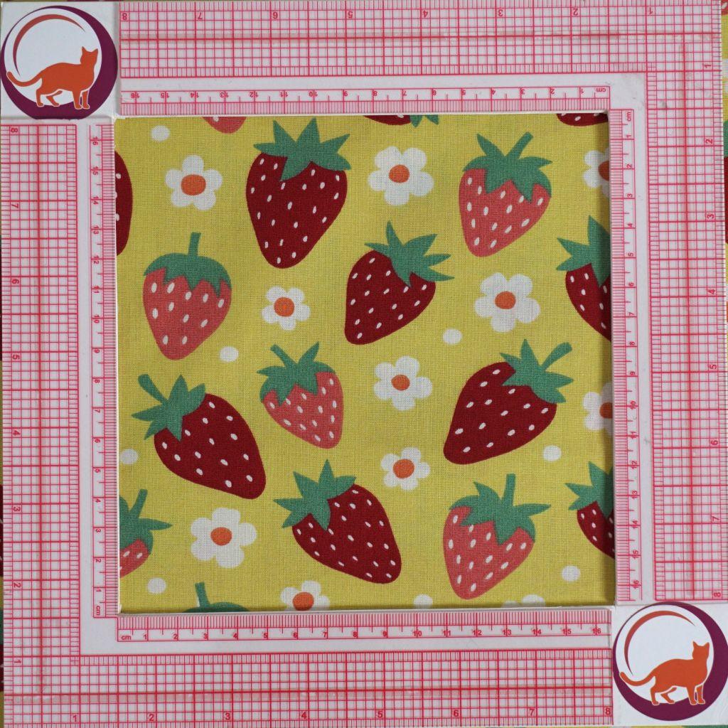 Baumwollstoff Motivdruck Erdbeeren rot gelb